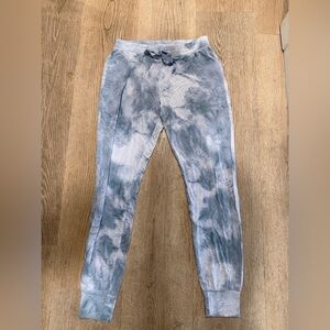 Tie-Dye Jogger Sleep Pants in Light Blue and White